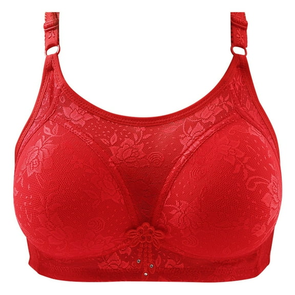 Womens Bra Women's Large Size Large Show Small Comfortable Underwear Thin Style Gather Side Retraction Pair Bra Red 38