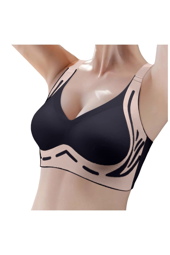 Womens Bra with Convertible Shoulder Straps and Backless Supportive Cordless Comfort Transparent Detailing for Everyday Confidence Black XXL