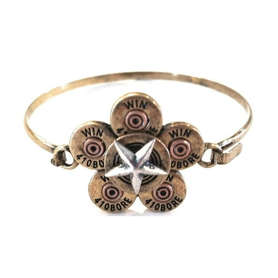 Womens Bracelet Star 410 Bore Bullet Winchester Faux Shell Jewelry Silver or Gold Tone