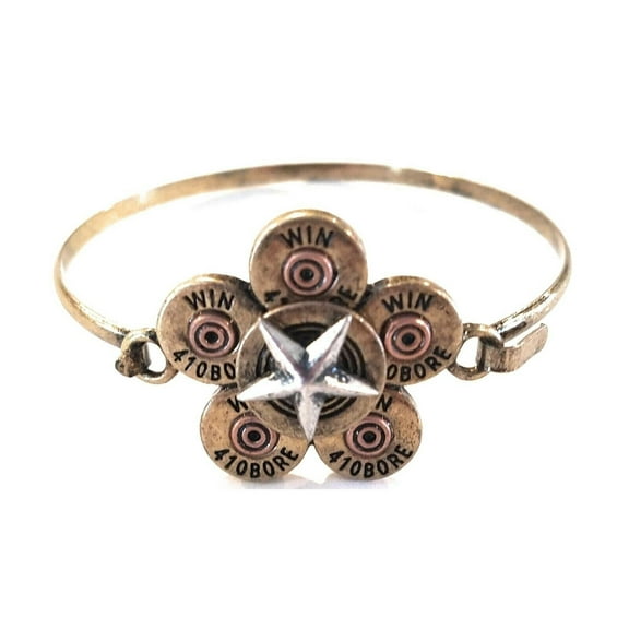 Womens Bracelet Star 410 Bore Bullet Winchester Faux Shell Jewelry Silver or Gold Tone