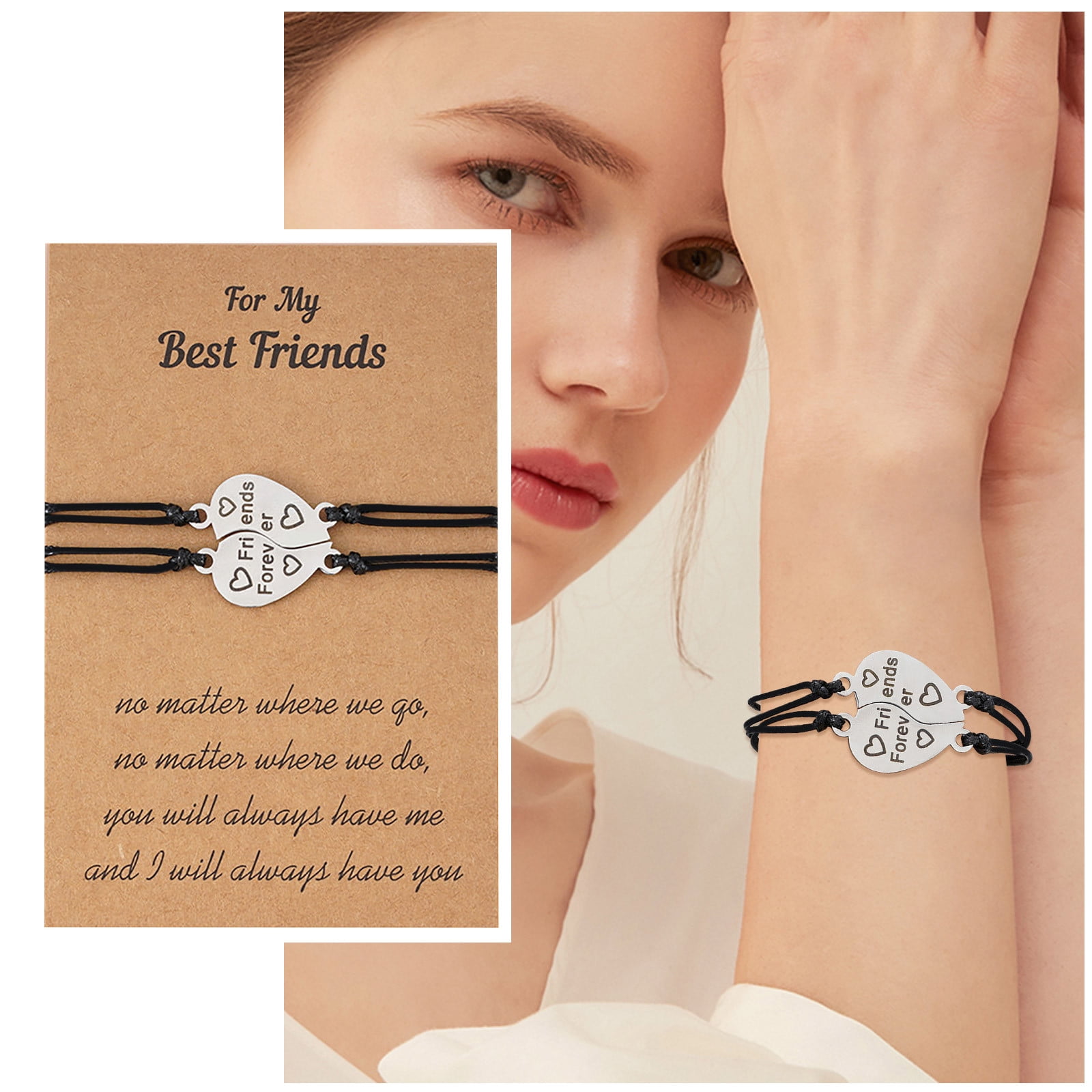 Mahi combo of best friends bracelet, big sis and small sis best friends  pendants with crystal for women (co1105590r) - Classiques- TF - 4211257