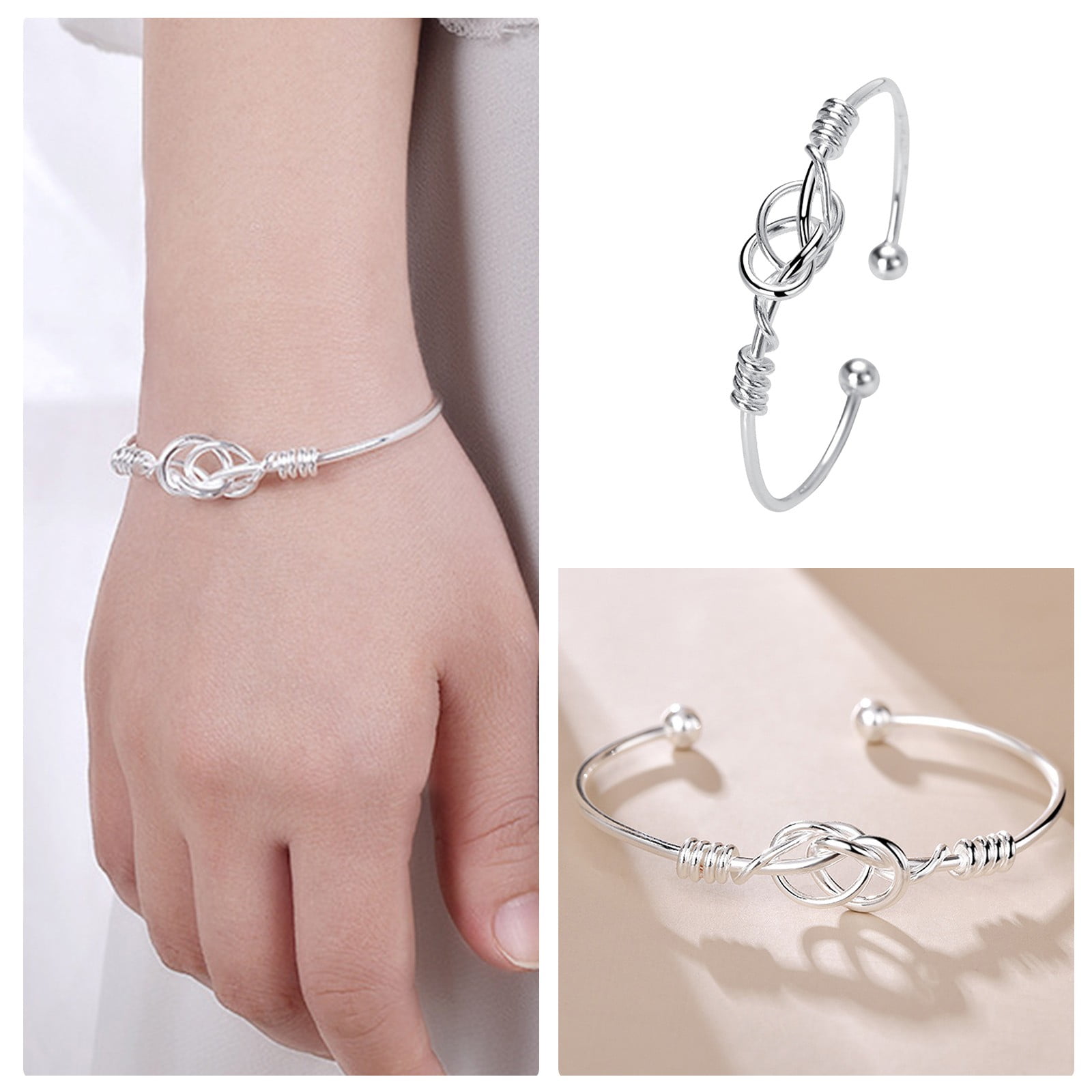 Womens Bracelets Geometric Knot Women Bracelet Cute Design Adjustable  Sterling Silver Bracelets For Womens Girls