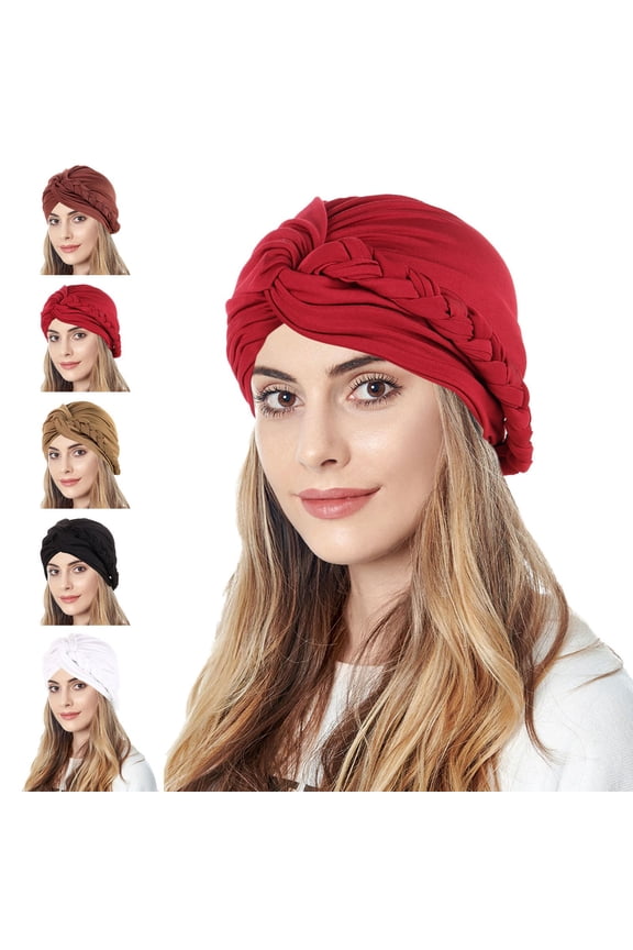 Womens Braided Turban Cap Bonnet Head Scarf Wrap Cover
