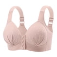 thumbnail image 1 of Womens Bralette Back-Smoothing Plus Size Front Closure Wireless Bra Womens Convenient Lightly Padded Floral Stretchy Bralette Adjustable Straps Everyday Wear Gray 42, 1 of 2