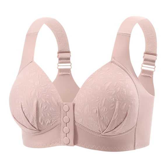 Womens Bralette Back-Smoothing Plus Size Front Closure Wireless Bra Womens Convenient Lightly Padded Floral Stretchy Bralette Adjustable Straps Everyday Wear Gray 42