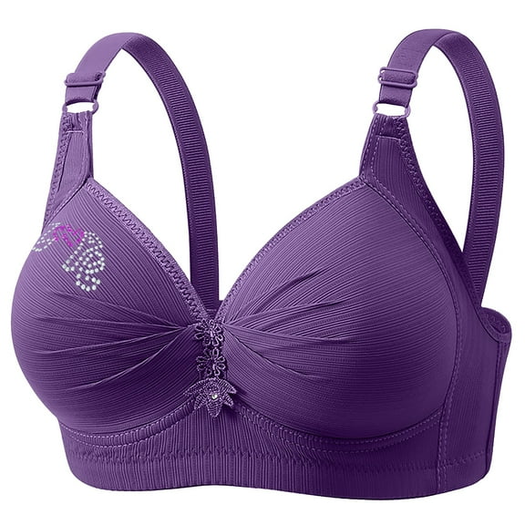 Womens Bralette Convertible Women's Wireless Push up Bras, V Neck Comfortable Breathable Bralettes Full Cover Padded Smoothing Underwear Bra Purple 36