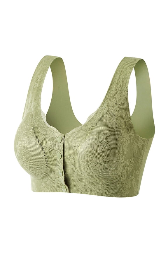 Womens Bralettes Comfort Lightly Lined Wirefree Seamless Lace Bras Ladies Elder Plus Size Open Closure Push up Bra Underwear