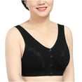 thumbnail image 1 of Womens Bralettes Solid Sleeveless Plus Size Lingerie Front Four Button Wide Strap Tank Bra V-Neck Padded Bra Feature Hook and Eye Closure Strapless Bra Style Y-70 , Black 5XL, 1 of 6