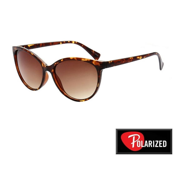 Womens Brand Designer Polarized Cat Eye Sunglasses Fashion Eyewear (Brown)