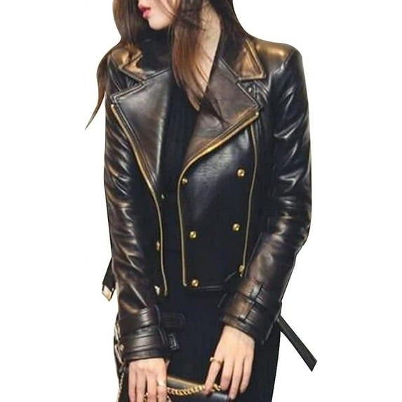 Womens Brando Jacket rose gold leather jacket studded leather jacket