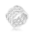 thumbnail image 1 of Womens Brandy 0.88 CT Cubic Zirconia Rhodium Twist Wide Cocktail Ring - Size 10, 1 of 1