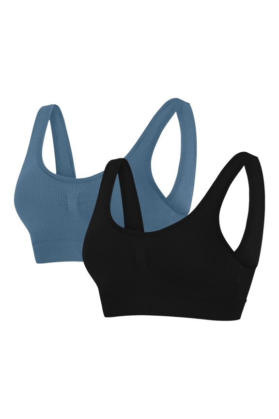 Womens Bras 2-Pack Sexy Bra Without Steel Ring U-shaped With Breast Pad Everyday Underwear Bras for Women No Underwire Blue M