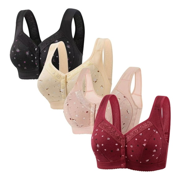 Womens Bras under $5! Xqxayjr 4 Pack Push Up Bras for Older Women Wireless No Underwire Bra with Support Bra Full Coverage Plus Size Everyday Bras Brasier Sin Varillas Para Mujer Gifts