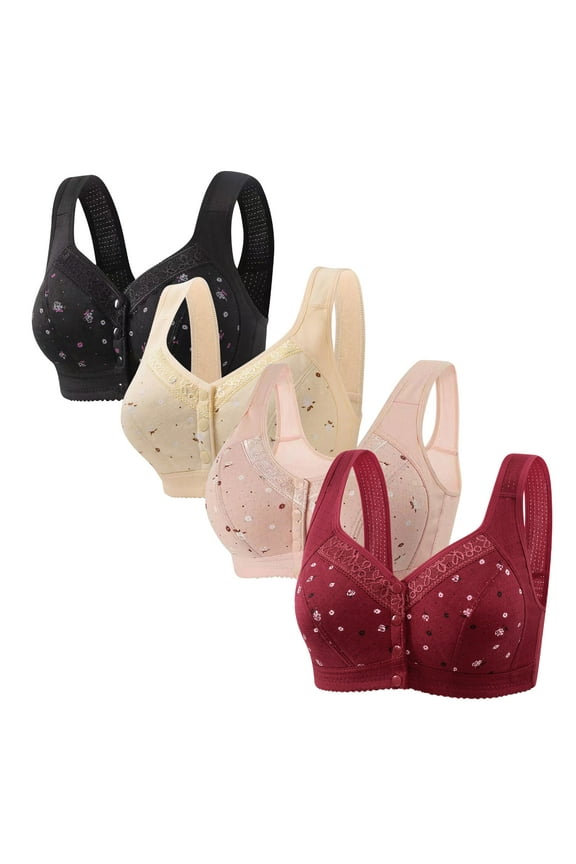 Womens Bras under $5! Xqxayjr 4 Pack Push Up Bras for Older Women Wireless No Underwire Bra with Support Bra Full Coverage Plus Size Everyday Bras Brasier Sin Varillas Para Mujer Gifts