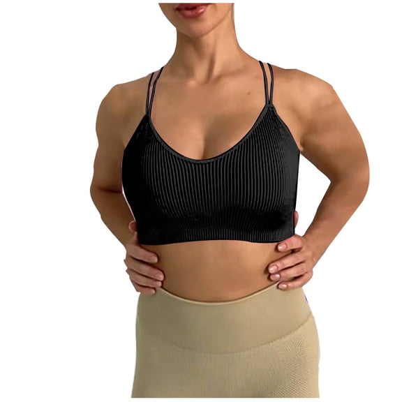 Womens Bras Beautiful Back Running Sports Bra Medium And High Yoga Wear Shockproof Gathered Bra Fitness Bras for Women No Underwire Black M