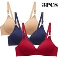 thumbnail image 1 of Womens Bras under $5! Xqxayjr 3 Packs Women's Wireless Push Up Bra No Underwire Wireless Wirefree Plunge Everyday T-Shirt Bras Bralette Comfortable Seamless Bra Valentines Day Gifts, 1 of 6