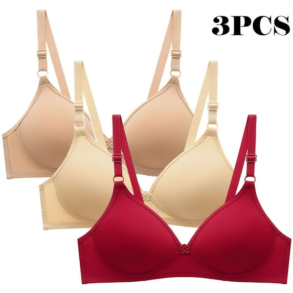 Womens Bras under $5! Xqxayjr 3 Packs Women's Wireless Push Up Bra No Underwire Wireless Wirefree Plunge Everyday T-Shirt Bras Bralette Comfortable Seamless Bra Graduation Gifts