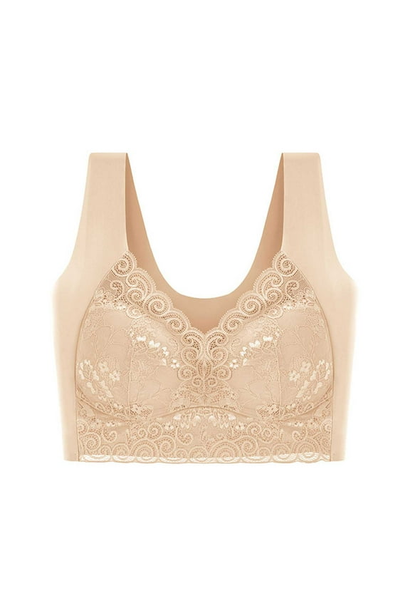 Womens Bras Comfortable Bra Lace Seamless Breathable Push-Up Full Cup Exposure Underwear Daily Bra XL