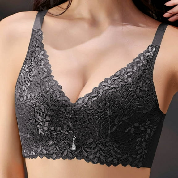 Womens Bras Comfortable Lace Bras for Older Women Padded Snap Closing Bra Full Coverage Wirefree Everyday Bra 36/80C