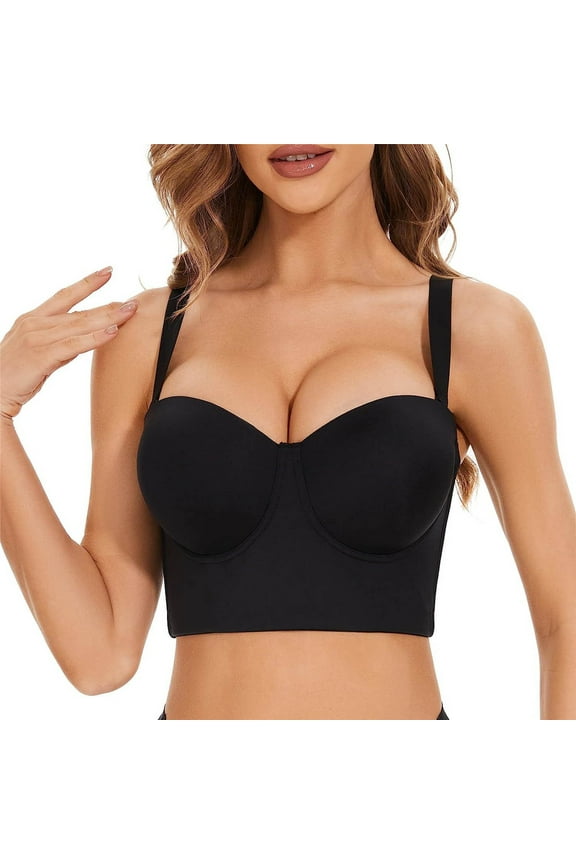 Women Low Back Anti Slip Strapless Bra Longline Multi Way Push Up Bra