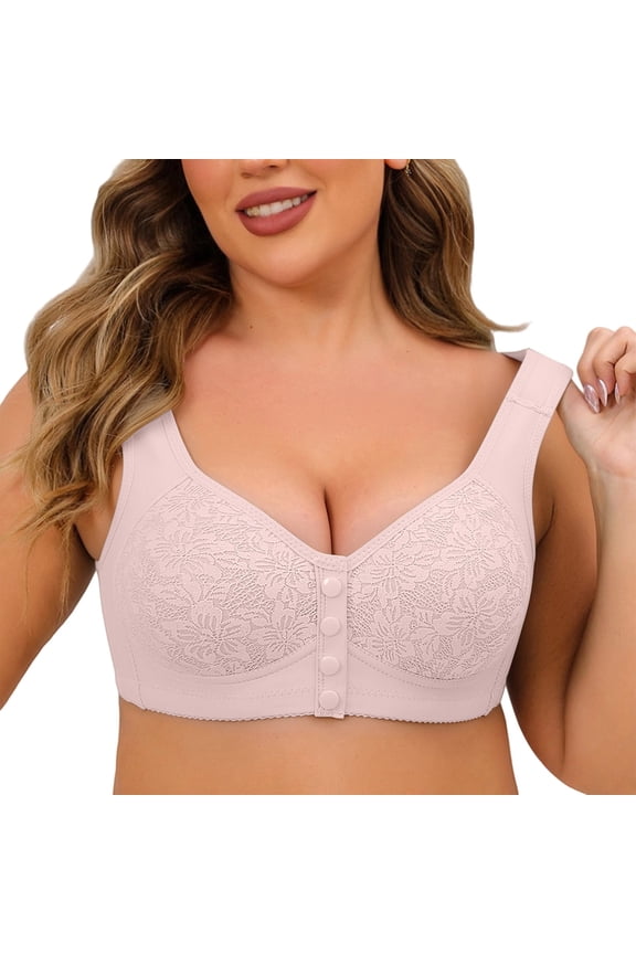 Womens Bras Comfortable Older Front Closure Convenient Everyday Mid Buttons Gathering Supportive Seamless Underwear for Women