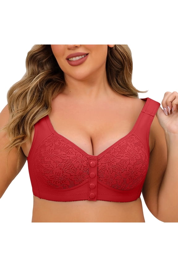 Womens Bras Comfortable Older Front Closure Convenient Everyday Mid Buttons Gathering Supportive Seamless Underwear for Women