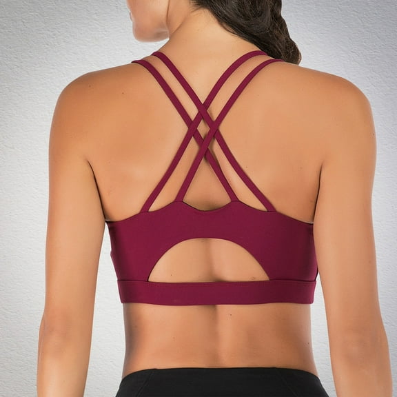 Womens Bras Fashion Women Solid Color Wireless Back Beauty Gathering Chest Cushion Ventilation Yoga Sports Bra Sports Bras for Women Summer Plus Size Bras for Women