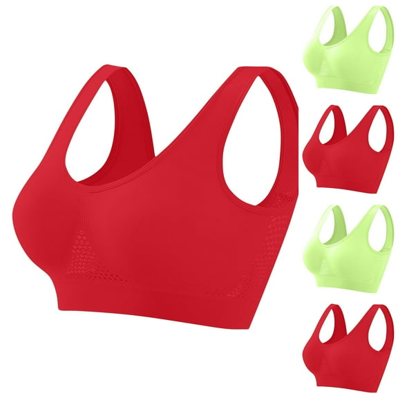 Womens Bras Full Coverage Plus Size Seamless No Underwire Breathable Daily Tank bras Underwear for Women Red L