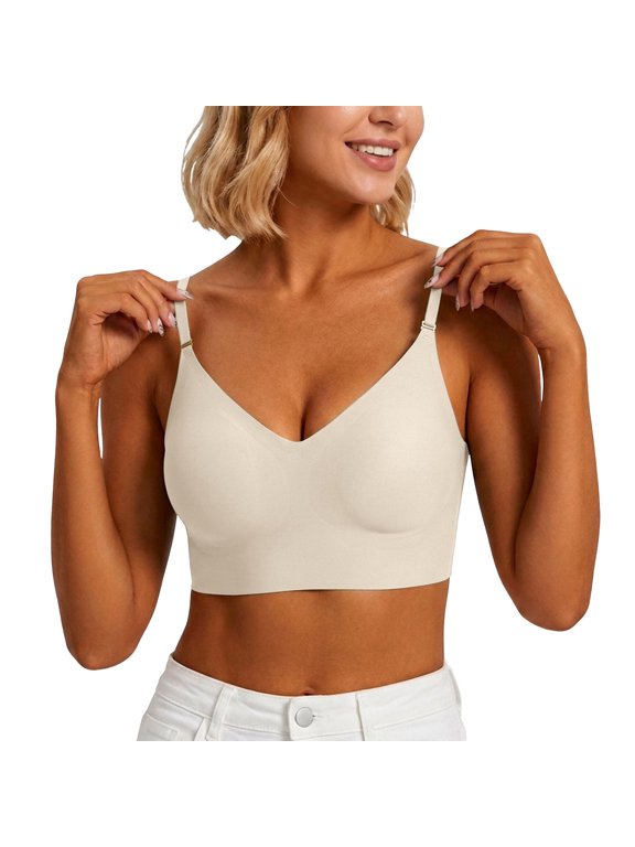 Womens Bras Full Coverage Push Up Custom Bust Shaping Bra Wireless Soft Comfy 2026 White L