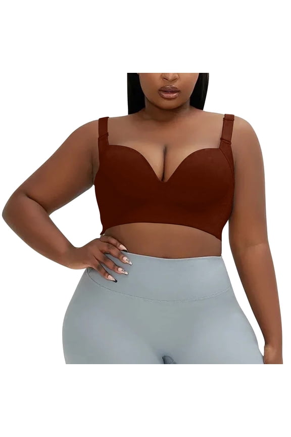 Womens Bras Large Size Glossy Bra Side Support Anti Sagging Adjustable Full Coverage Comfortable Push Up Bras for Women Brown 34/75C