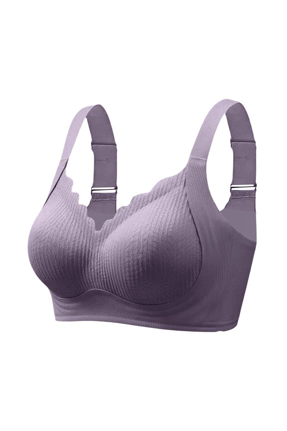 Womens Bras New Plus Size No Underwire Top Bra Thin Breathable Big Breasts To Show Small Beauty Back Four Bra Comfortable Seamless Underwear Womens