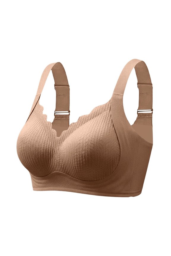 Womens Bras New Plus Size No Underwire Top Bra Thin Breathable Big Breasts To Show Small Beauty Back Four Bra Comfortable Seamless Underwear Womens