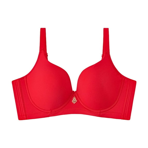 Womens Bras No Underwire Comfort Cotton Bralette Lightly lined Wireless Bra V Neck Bralettes for Women Push Up (XL, Red)
