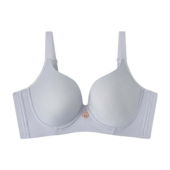 Womens Bras No Underwire Comfort Cotton Bralette Lightly lined Wireless Bra V Neck Bralettes for Women Push Up (S, Gray)