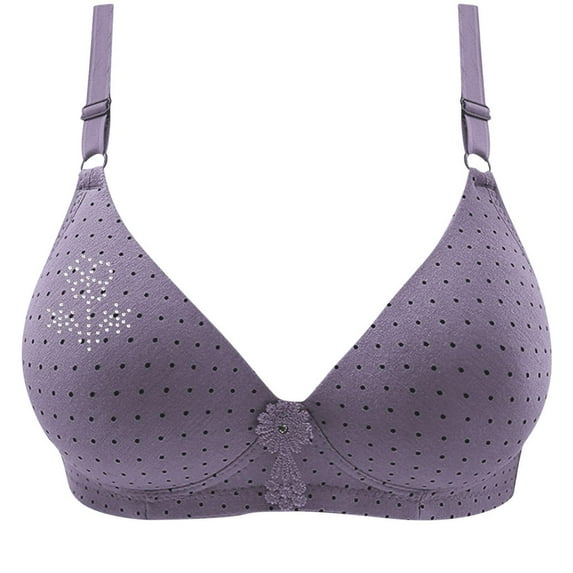 Womens Bras No Underwire Full Coverage Gathering Breathable Comfort Soft Adjustable Everyday Bras Purple M