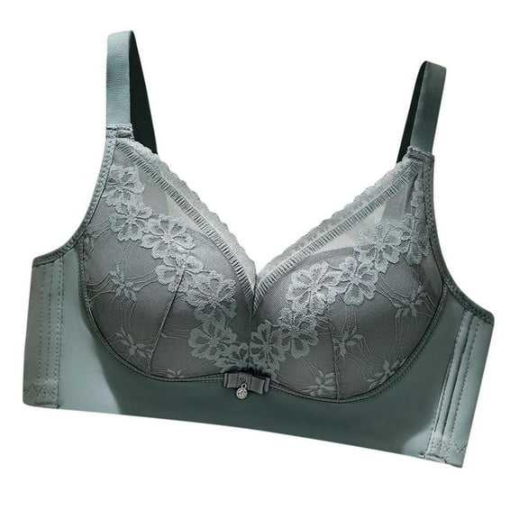 Womens Bras No Underwire Full Support Floral Lace Seamless Full Coverage Push Up No Underwire Soft Everyday Bra,Army Green,34 B