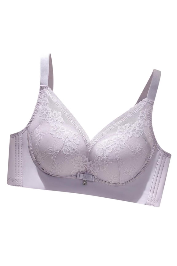 Womens Bras No Underwire Full Support Floral Lace Seamless Full Coverage Push Up No Underwire Soft Everyday Bra,Purple 1,34 C