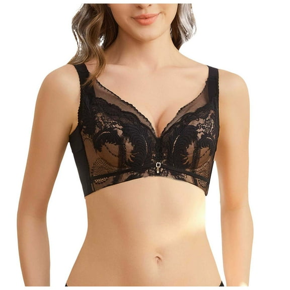 Womens Bras No Wire Plus Size Bralettes for Women Sexy Fashion Women Lace Solid Strap Wrap Plus Size Bra Underwear Everyday Basic Sleeping Bra