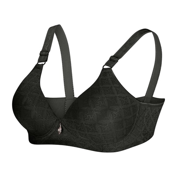 Womens Bras Non Padded Full Coverage Adjustable Wire-Free Push Up Comfort Soft Everyday Bras Black 2XL