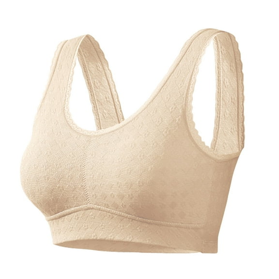 Womens Bras Plus Size Full Coverage No Steel Ring Soft Comfort Breathable Gathering Everyday Bras Beige 4XL