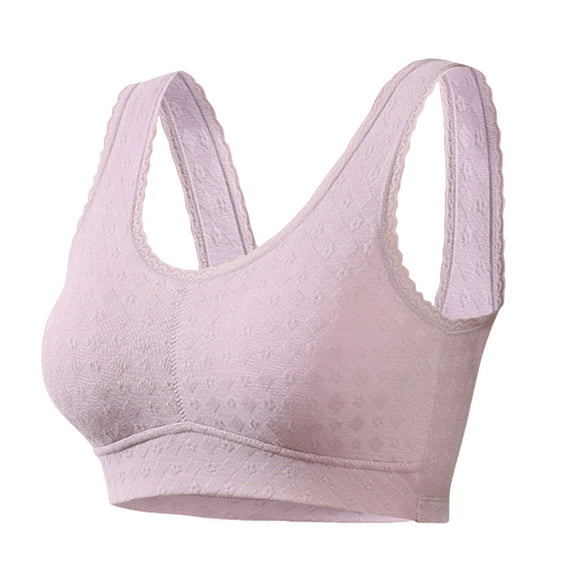 Womens Bras Plus Size Full Coverage No Steel Ring Soft Comfort Breathable Gathering Everyday Bras Purple XL