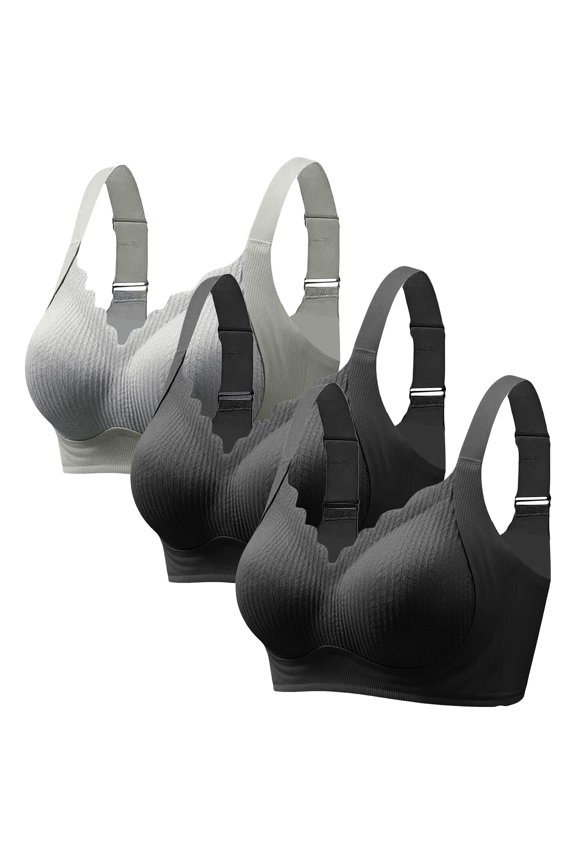 Womens Bras Plus Size No Underwire Bra Thin Breathable Big Breasts To Show Small Beauty Back 1Pc Wireless Bras for Women Gray 2Xl