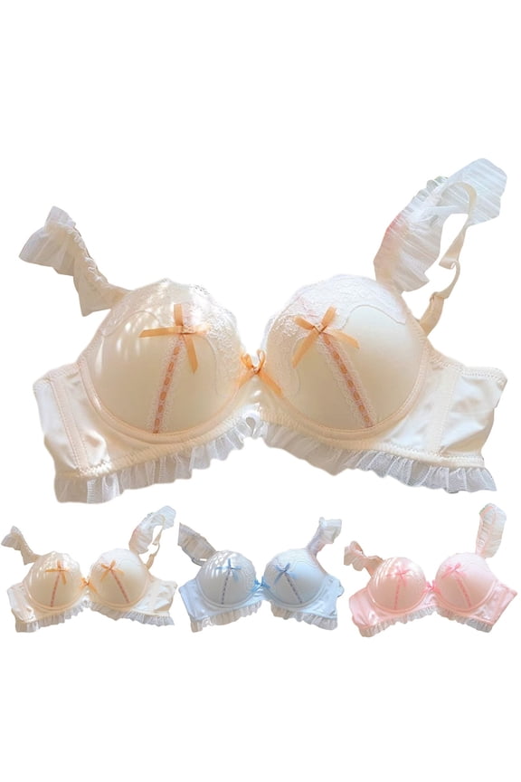 Womens Bras Pure Desire Candy Color Bra Wireless Small Bust Push Up Blue 32