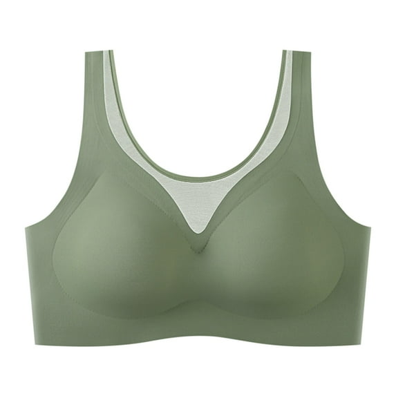 Womens Bras Push Up Front Side Buckle Lace Edge Without Steel Ring Movement Seamless Yoga Bras Women Push Up Green XL