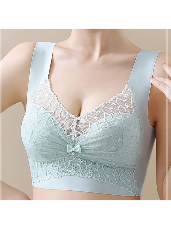Womens Bras Push Up Wireless Bra for Women Lace Splice Pullover Lightweight Breathable Underwear Bralettes