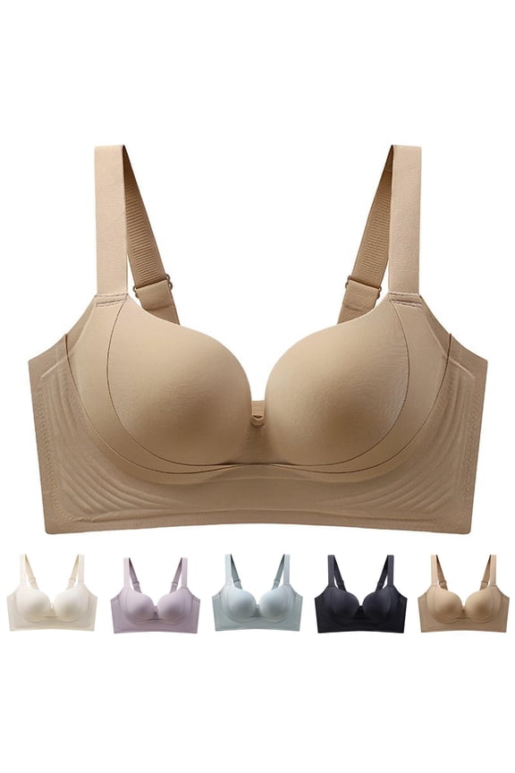Womens Bras Seamless Latex Lift Bra Large Bust Minimizer Side Smoothing Beige 34