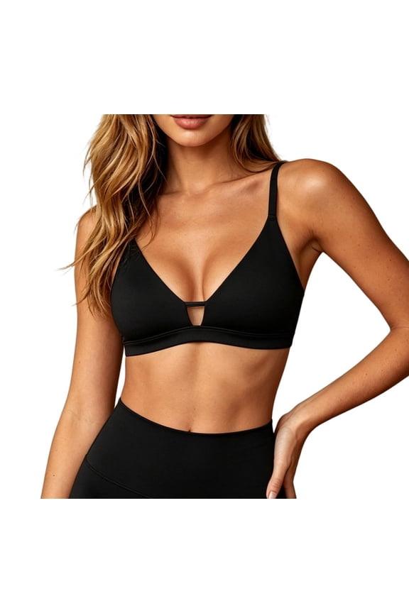 Womens Bra Seamless Sexy Deep V French Style Triangle Cup Soft Low Impact 3 Rows Wireless Braletts