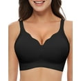thumbnail image 1 of Women's Wireless Push Up Bra Seamless Sleep T-Shirt Everyday Bra with Full Coverage Support Bralette Comfort V Neck Soft Wirefree Bras, 1 of 8