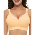 thumbnail image 1 of Women's Wireless Push Up Bra Seamless Sleep T-Shirt Everyday Bra with Full Coverage Support Bralette Comfort V Neck Soft Wirefree Bras, 1 of 8