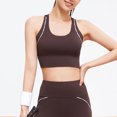 thumbnail image 1 of Womens Bras Shock-absorbing Gathering Collection And Complementary Breast Color Matching Edging No Wear Sports Bra Sports Bra Coffee S, 1 of 4